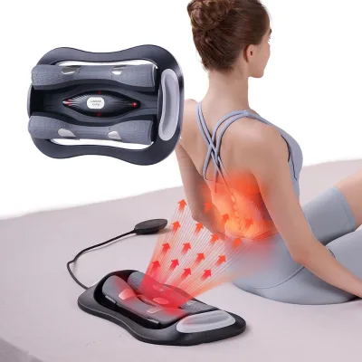Alphay Adjustable Heating Electric Traction for Sofa Floor Bed Back Pain Relief Massager Back Stretcher with Massage Point