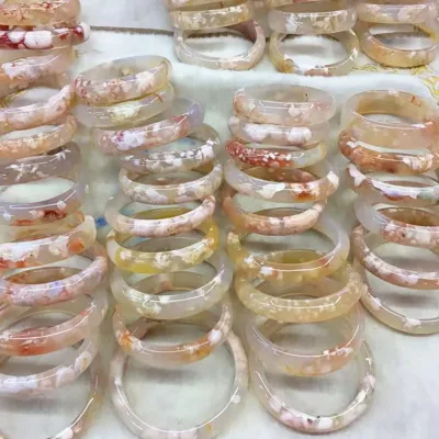 Flower Agate Bangle Natural High Quality Cherry Agate Bangle Crystal Bangle for Gifts
