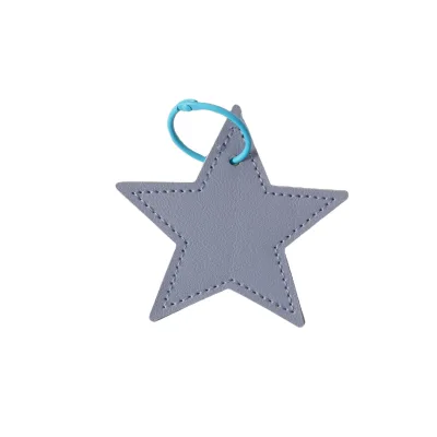 Linda hot sale Lucky Pentagram PU Leather Blank Star Tags Key Chain Leather Mobile Phone Bag Charm Pendant Jewelry Key Chain