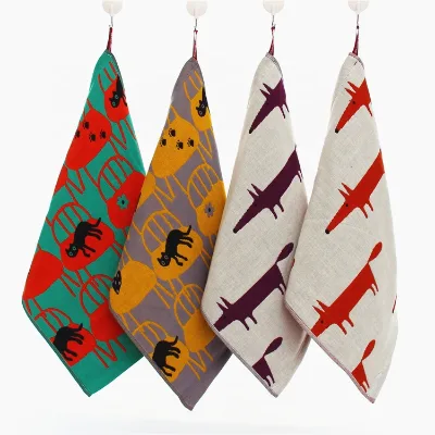 Custom Brand Woven Cotton Kitchen Hand Towel 3-Layer Gauze Bath Towel with Hanging Loop