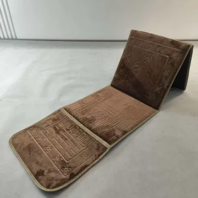 High Quality Luxury Muslim Folding Prayer Mat with Backrest Handmade Polyester Plain Washable Anti-Slip