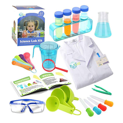 Custom Funny Kids Science Experiment Kit DIY Chemistry Lab with Coat Scientist Costume Teaching Equipment Play Toy Gifts