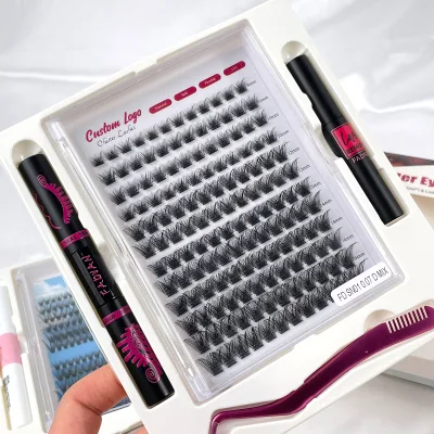 New Coming Effect Individual Lashes Private Label Individual Cluster Lash Natural DIY Promade Heat Bonded Eyelash Extension
