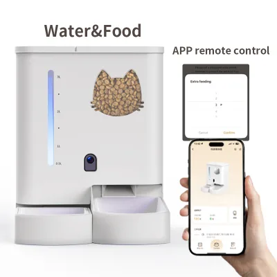 Smart Pet Feeder with Camera & Water Dispenser 2.4G+5G WiFi APP Control LCD Display Time Setting Large Capacity for Cats & Dogs