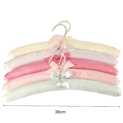 Luxury Smooth Satin Padded Clothes Hanger Cute Bow Anti Slip Shoulder Household Closet Organizer