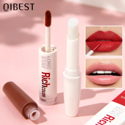 Qibest 2 in 1 Lipbalm and Lipgloss Wholesale Bulk Double Head Lip Balm and Glossy Lip Gloss