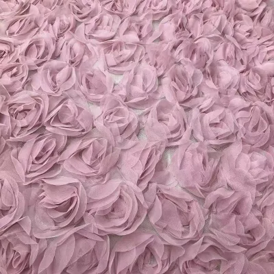 Manufacturer Direct Sales of New High-End Rose Hook Flower 3D Floating Flower Embroidery Lace Fabric for Luxury Dress