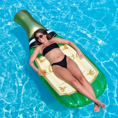 94" Green and Gold Champagne Inflatable Swimming Pool Float
