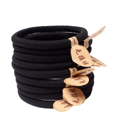 Hair Ties Rubber Soft Thick Seamless Cotton Band Black Elastic Hair Bands Rope Ponytail Holders Headband Hair Accessories