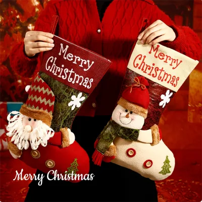 Wholesale XmasHanging Decoration Santa Snowman Long Leg Christmas Stockings for Home Décor