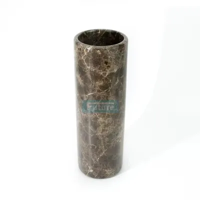 Tall Modern Handmade Stone Marble Flower Vase Home Decoration Dark Brown