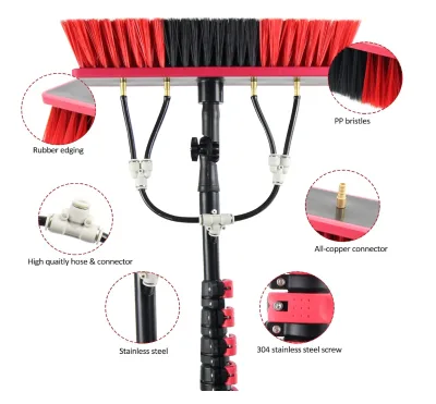 Customized Household Aluminum Alloy/carbon Fiber Extendable Cleaning Brush Multi-functional Solar Panel Cleaning Brush