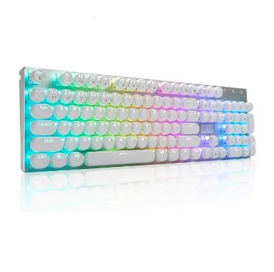 USB Wired Gaming Keyboard Fashion Custom104 Keys Led Backlit Pbt Keycaps Retro Typewriter Mechanical Keyboard