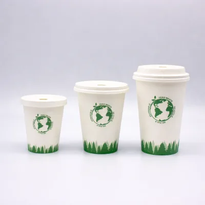 Custom High GSM Biodegradable Compostable Water Based Coating Coffee Tea Hot Drink Single Wall Paper Cup 10oz Cafe