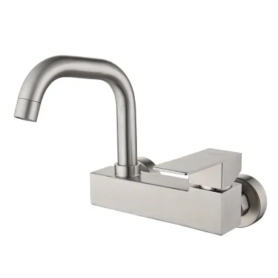 Dual-Hole Wall-Mounted Single Handle Touch Sensor Hot/Cold Water 360 Rotation Ceramic Valve Core Brushed Finish American Style