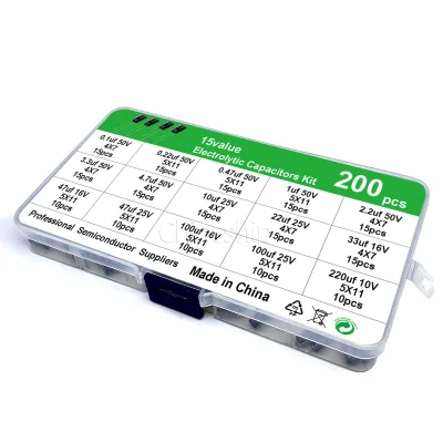Chipsship 15 specifications, 200 plug-ins, 0.1uF, 50V-220uF, 10V electrolytic capacitor sample box