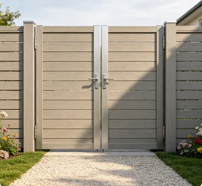 EVERWALL Customizable Size Co-extrusion WPC Gate Stable Structure Wood Plastic Gate for Outdoor Landscape Project