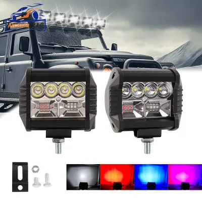 4 Inch LED Work Light Flood Spot Lights 12-36V 60W Red Blue Flash Super Bright Driving Lamp for Offroad Luces Led Para Vehicles