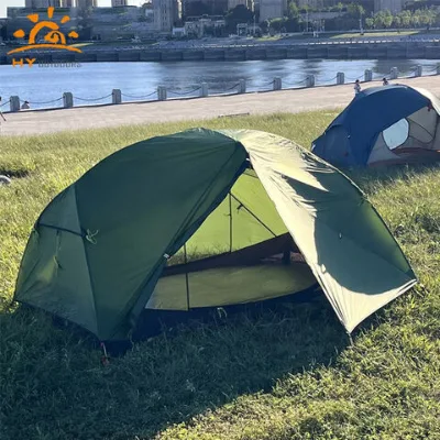 HOT Lightweight Backpacking Tent 2 Person Double Layer Waterproof Hiking Tent 15D Nylon Aluminium for Mountaineering Camping