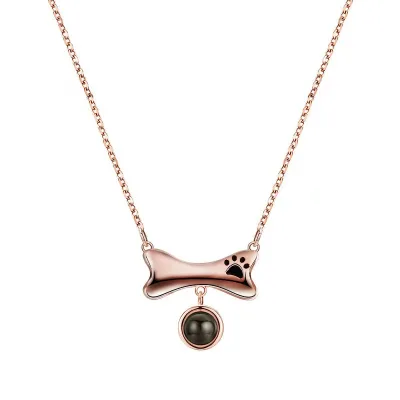 2023 Fashion Collar Chain Customized Pet Photo Projection Necklace I Love You Necklace 100 Language Projection