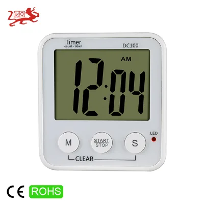 White ABS Cooking Chef Food LCD Electronic Countdown Cute Clock Egg Digital Kitchen Timer With Battery