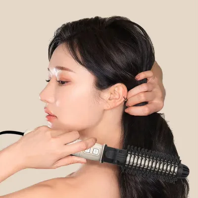 2-In-1 Curling Iron and Straight Hair Comb Adjustable Curling Iron With Lcd Display Screen