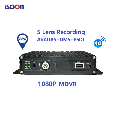 4g 5 Channel Mdvr 4 5 Canales 5ch Truck Bus Vehicle Video Recorder 4g Lte Ai Dms Mdvr Car Dvr Camera with Sim Card Live Tracking