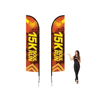 Business Outside Double Sided Advertising Personalized Feather Banners Flutter Wind Sail Signs 15ft Custom Feather Flags
