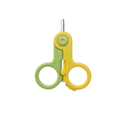 Little Dinosaur Shape Ergonomic Design OEM Baby Nail Safety Scissors for Children Protective Cover