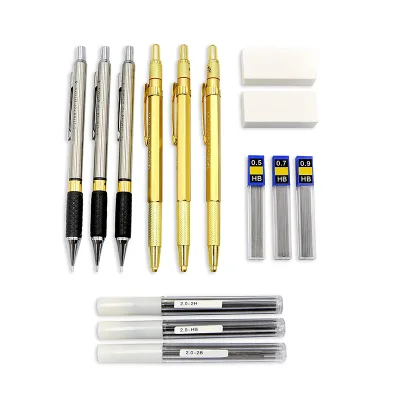 0.5 0.7 0.9mm Leads B HB 2H Graphite Lead Mechanical Pencils Set for Writing Drafting Sketching