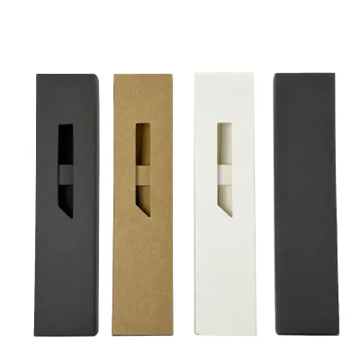HAITU Wholesale Custom Logo Paper Gift Pen Case Kraft Paper Drawer Pen Box with Visual Window