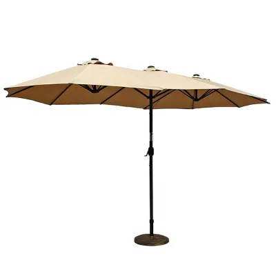 Aluminum Outdoor 15 Feet Double Sided Extend Market Umbrella, Beige