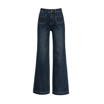 2026 Spring New Casual Four-Way Stretch Denim Flared Pants High Waist Draped Loose Fit Slightly Flared Full Length Breathable