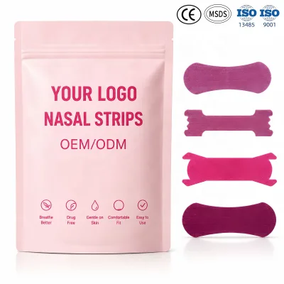 Private Label Nasal Strips Custom Design Anti Snoring Nose Patch Sleep Strips Sports Breathing Tape MSDS ISO13485 Certified