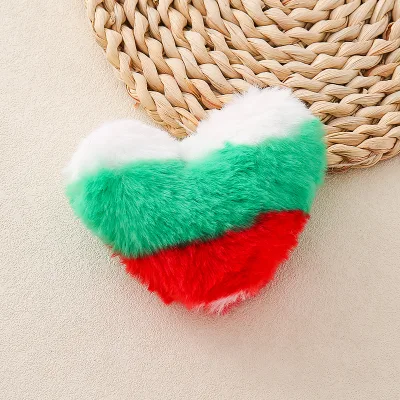 Color Rabbit Fur Heart Pom Pom Keychain DIY Accessories