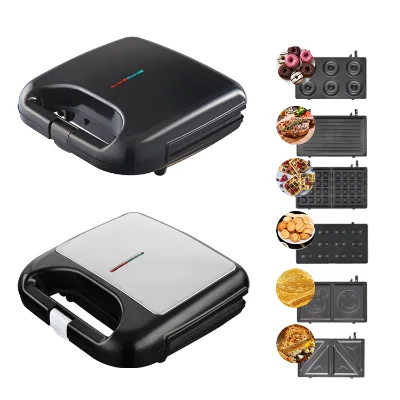 Kitchen Appliances 3 in 1 Detachable Stainless Steel Grill Sandwich Maker 2 Slice Breakfast Toaster Waffle Maker