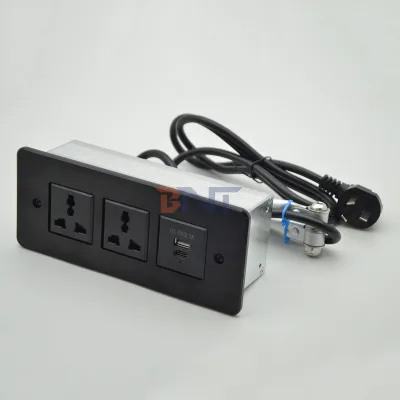 16A Tabletop Power Strip for Bedroom Bathroom Kitchen Recessed 2 Outlets USB A+C Chargers Drawer Socket Boxes IP44 for Furniture
