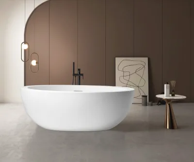 OEM ODM Durable Hotel Villa Bathroom With Drainer Skirt Soaking Stacked Bathtub