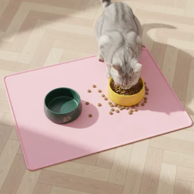 Waterproof Anti-Slip Quick Dry Silicone Pet Food and Water Bowl Dog Food Nonslip Pet Mat 50*40cm for Food and Water Floor