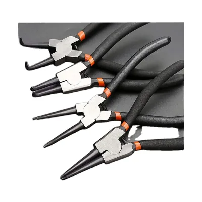 4-Piece Set of Snap Ring Pliers 175 mm Curved Straight Circlip Pliers Set Non-Slip  for Outer and Inner Circlips