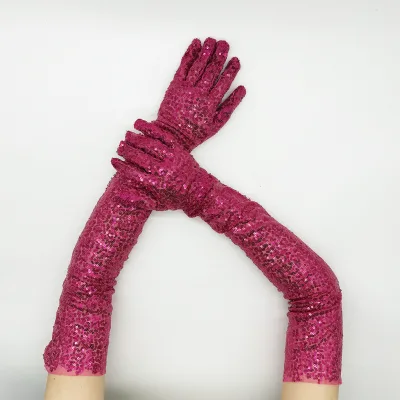 Hot Sale Vintage Long Sequined Gloves Sweet Elegant Glittering Gloves Elastic Masquerades Party Lady