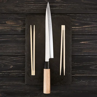 2025 Modern Professional Japanese Sashimi Knife Sushi Slicing Knife  Fish Slicing Knife with Wooden Handle