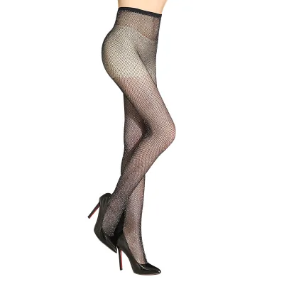 Funky Glitter Wire High Waist Elastic Fishnet Stockings Sheer Pantyhose Women