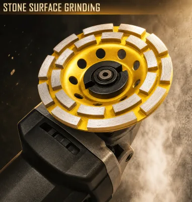 Double Row Diamond Cup Grinding Wheel, Sintered Diamond Cup Wheel with Vented Steel Body for Concrete Grinding
