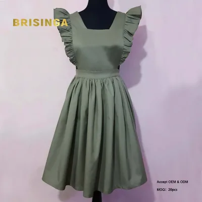 100% Adjustable Ruffle Waist Sleeveless Apron for Kitchen Cooking Baking Cleaning Maid Costume