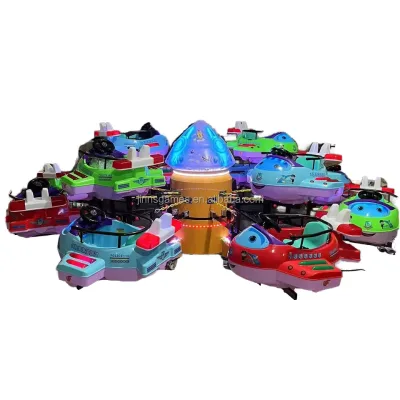 Mini Electric Merry-Go-Round Playground Equipment Flying Fish Space Shuttle Rotating Swing for Kids Vending Machine English