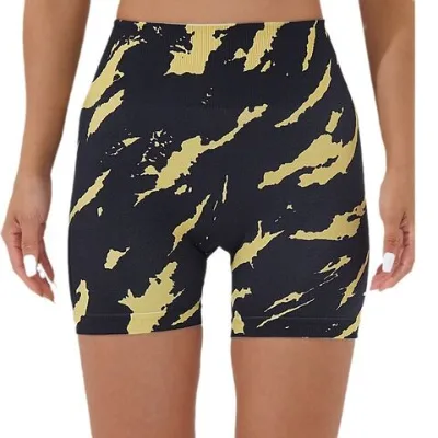 Printed seamless high waist belly lift fitness yoga pants women's running shorts
