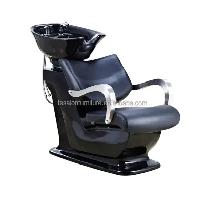 Shampoo Bed Hair Washing Equipment for Beauty Salon Furniture Manufacturer Portable Black Leather Shampoo Unit