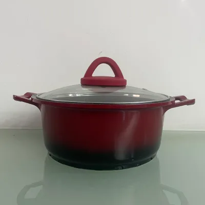 Factory Outlet size 20cm Modern Design Double-Ear Deep Soup Pot Non-Stick Aluminum Gift Set Enamel Coating