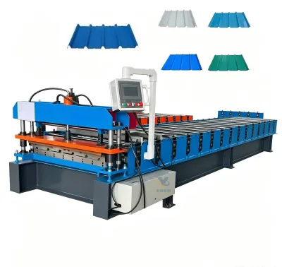 High Speed 5 Rib 6 Rib Trapezoidal Metal Roofing Sheet Rolling Forming Machine PLC Control Trapezoid Profile Roll Forming Line